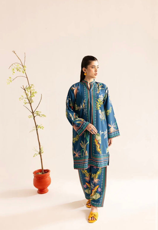 Blue CO-ORD SET Digital Printed - Z807