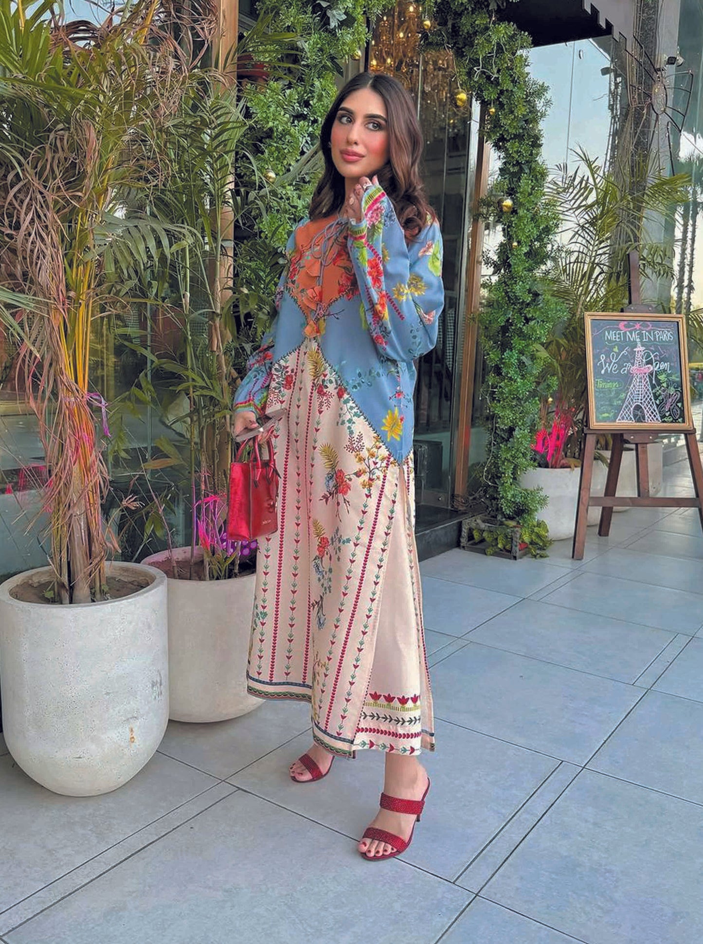 Best Selling Co-Ord Set Digital Printed Poly Lawn- Z816