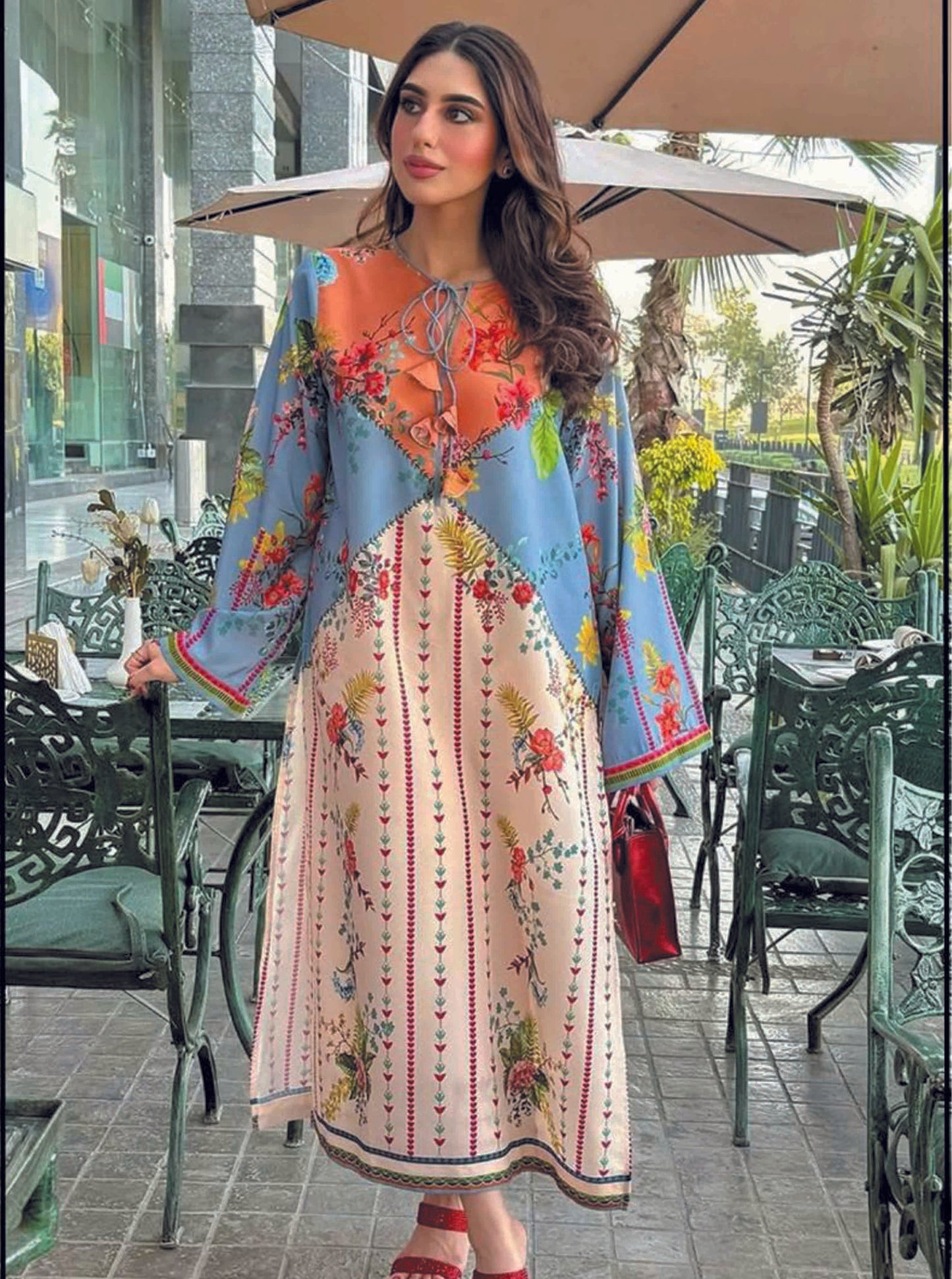 Best Selling Co-Ord Set Digital Printed Poly Lawn- Z816