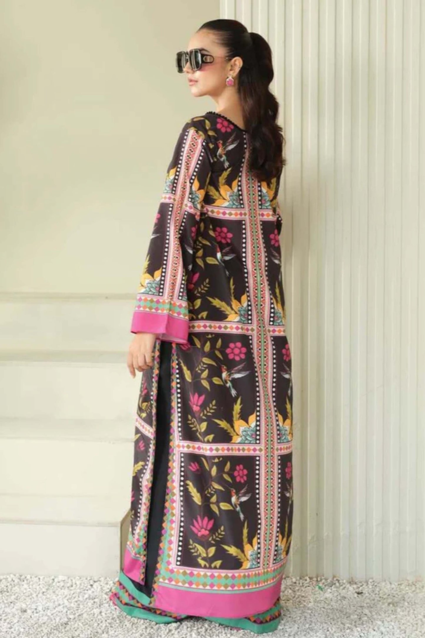 Best Selling Digital Printed Dress In Black Color 2Pcs - 826