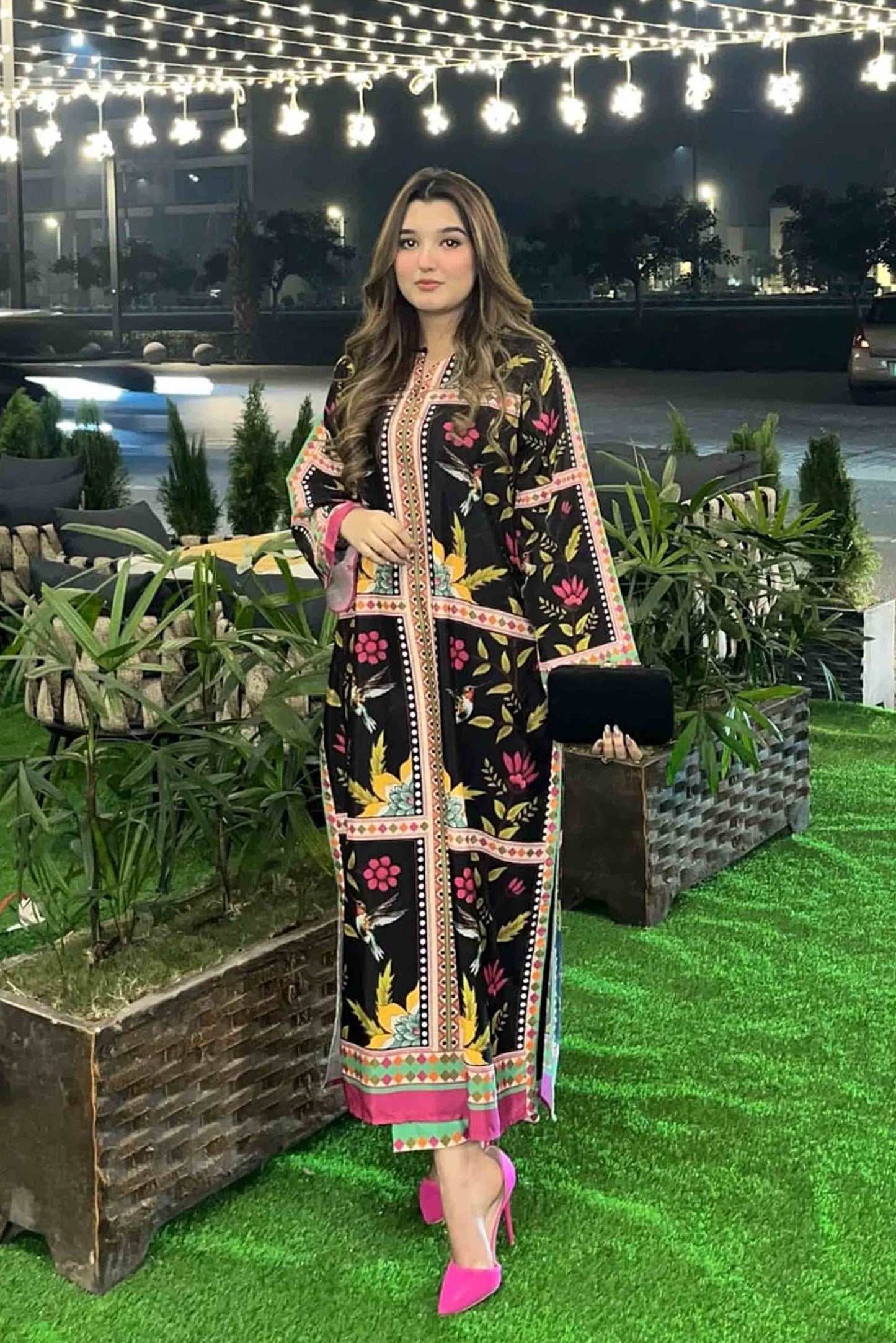 Best Selling Digital Printed Dress In Black Color 2Pcs - 826