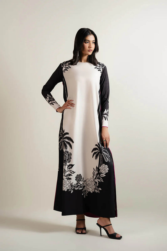 LULU Best Selling Printed Dress In Black Color 2Pcs - 827