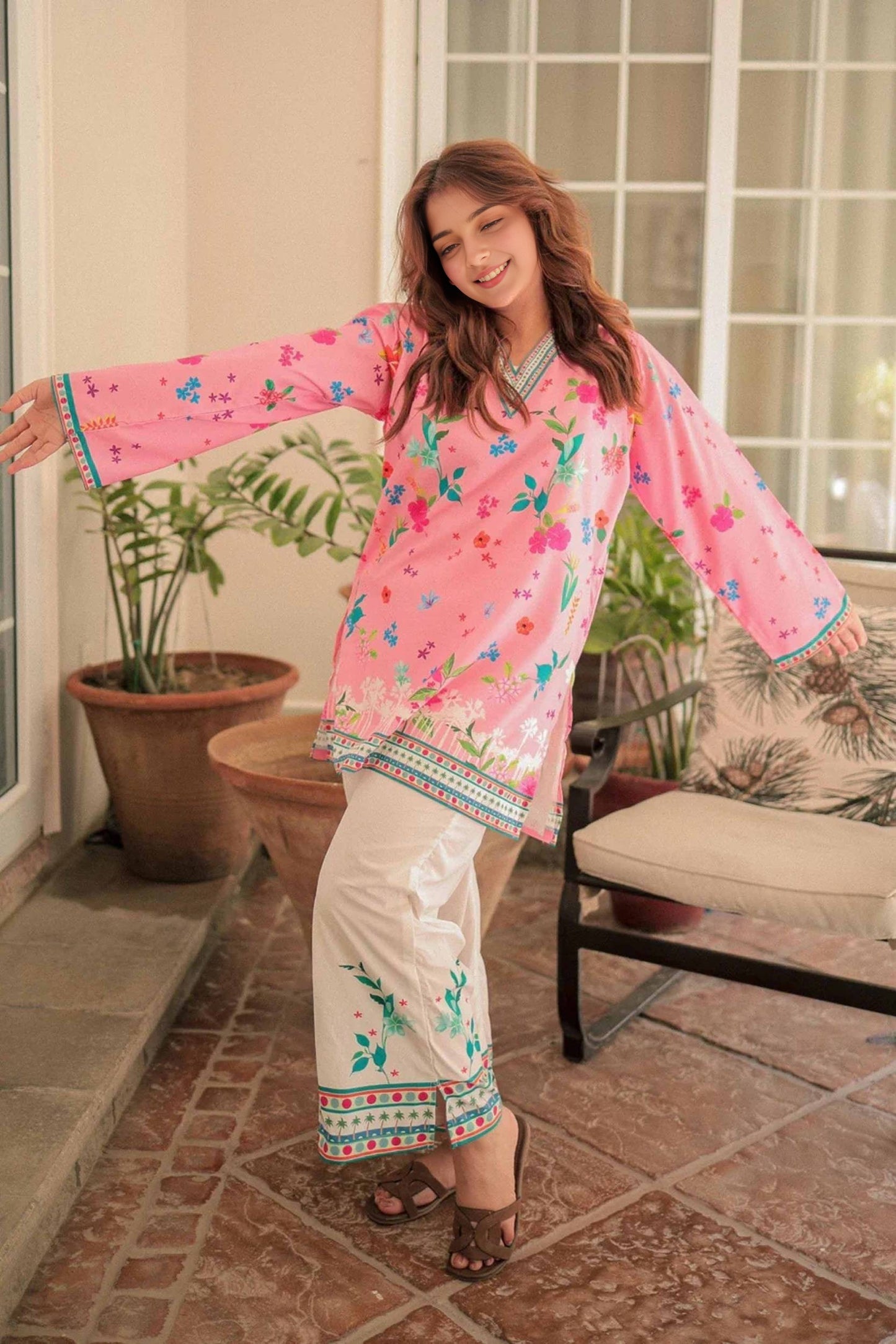 Pink Trendy Co-Ord Set | Digital Printed 803