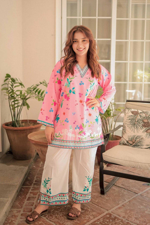 Pink Trendy Co-Ord Set | Digital Printed 803