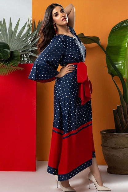 Blue Polka Dot Best Seller Maxi Digital Printed - 820