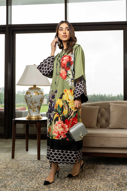 LULU Best Seller Printed Dress 2PC - Khaddar - 860