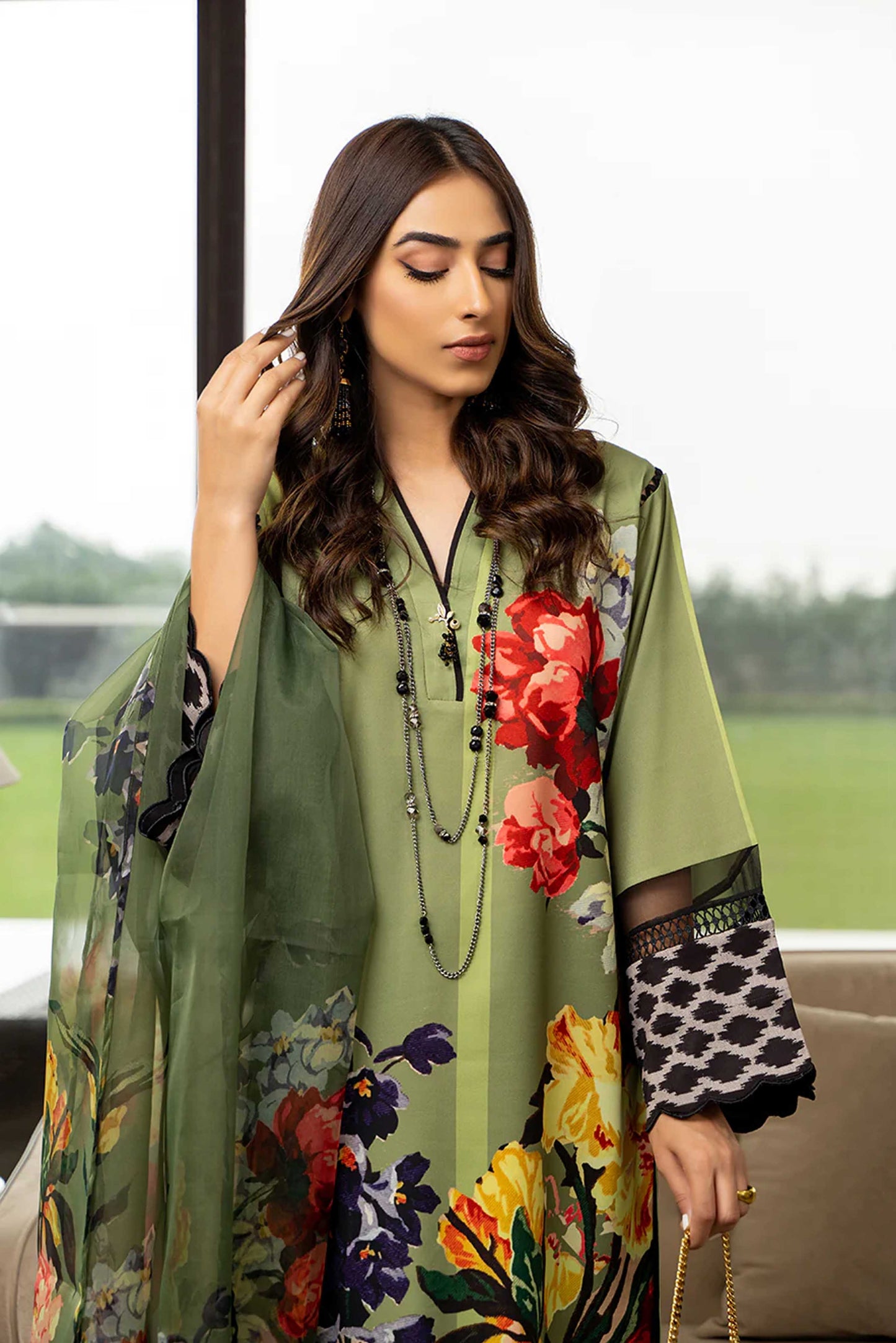 LULU Best Seller Printed Dress 2PC - Khaddar - 860