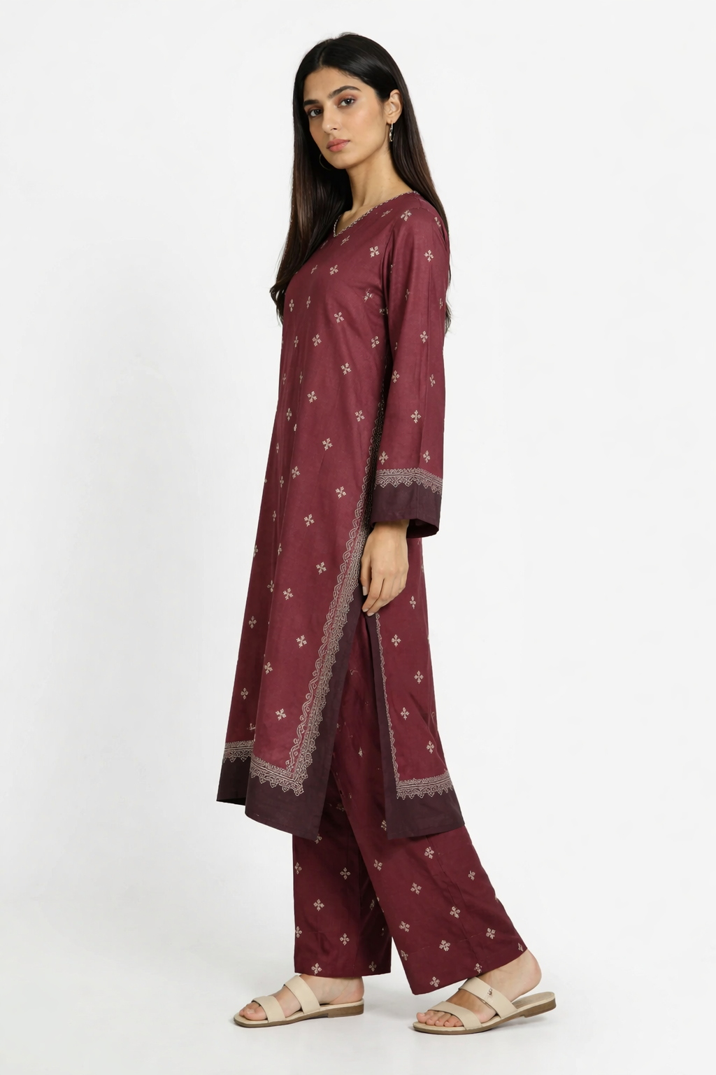 Maroon Color Bana Doria Lawn 2PC - 872